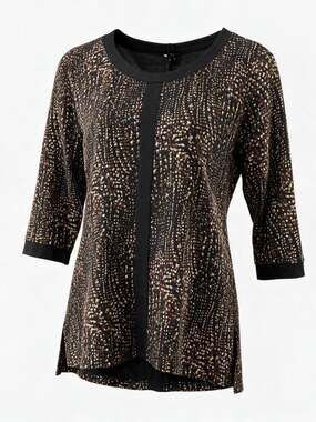 Allison Daley 3/4 Sleeve Polka Dot Shirt in Brown, Cream, Red